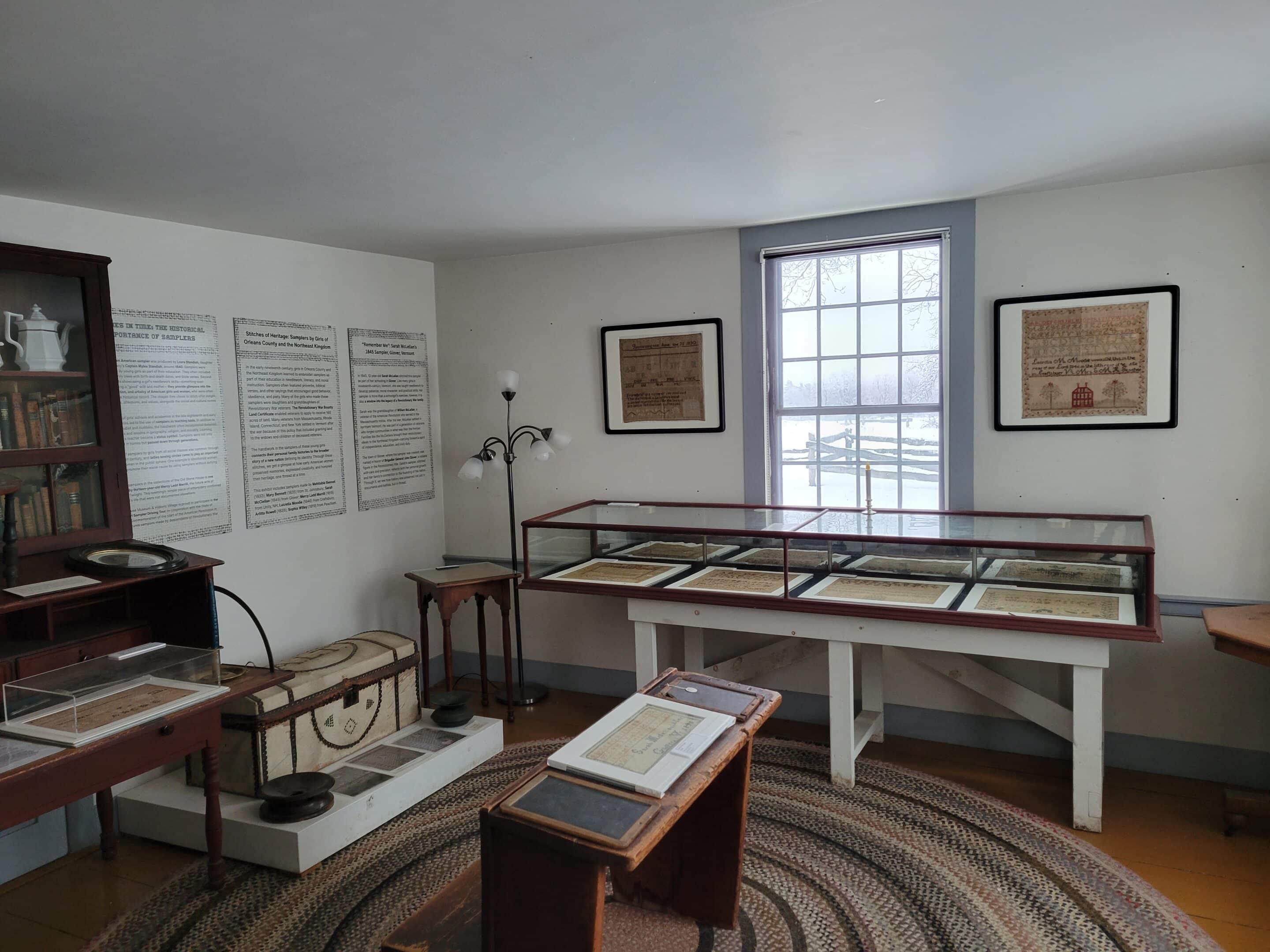 Schoolgirl Sampler Exhibit on Display at the Twilight House