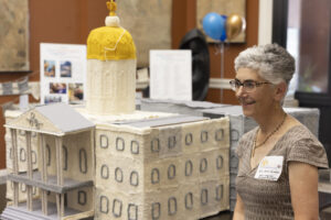 Eve Jacobs-Carnahan with her Knit Democracy Art Project