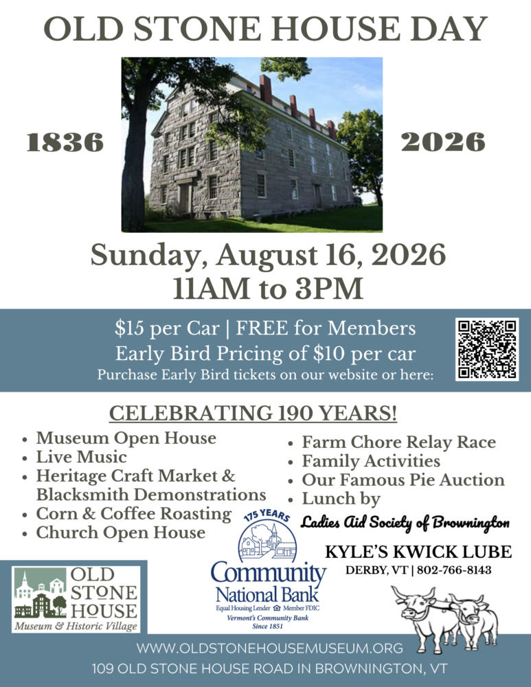 Poster for Old Stone House Day Aug 16 2026